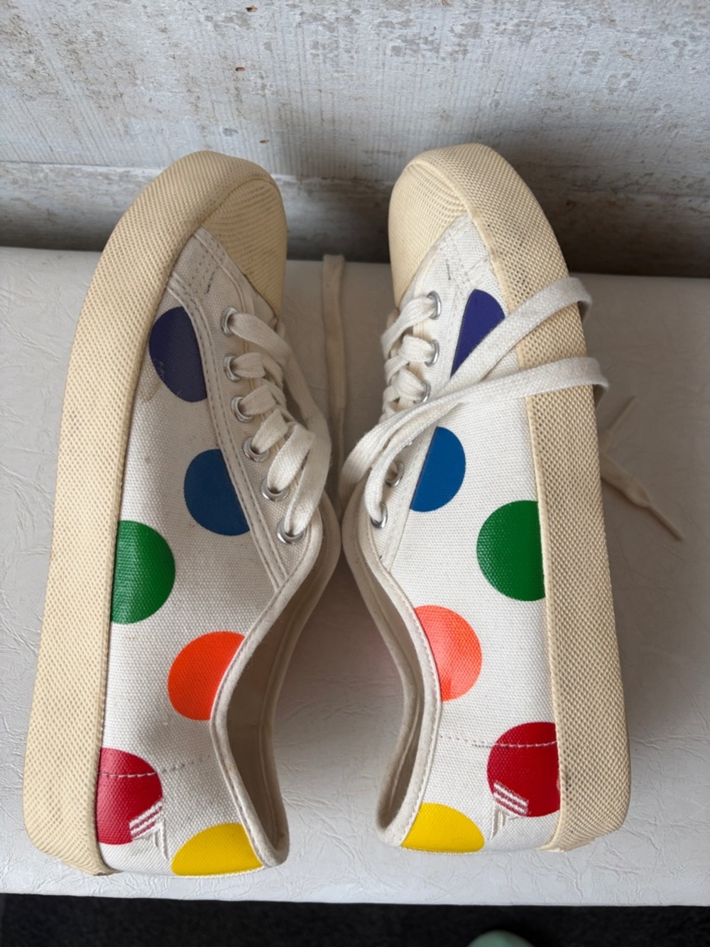 Gola White Canvas Sneakers with Bright Multicolor Polka Dots